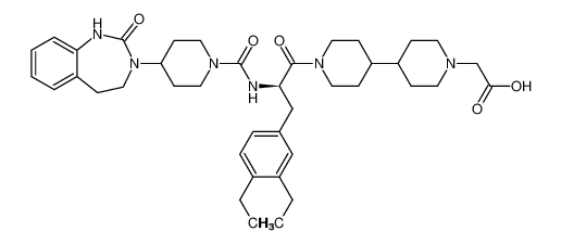 [4,4'-Bipiperidine]-1-acetic acid,1'-[(2R)-3-(3,4-diethylphenyl)-1-oxo-2-[[[4-(1,2,4,5-tetrahydro-2-oxo-3H-1,3-benzodiazepin-3-yl)-1-piperidinyl]carbonyl]amino]propyl]- CAS:686297-21-2 manufacturer & supplier