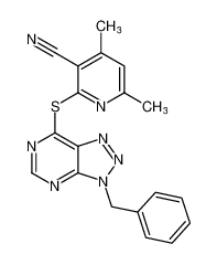 2-((3-benzyl-3H-[1,2,3]triazolo[4,5-d]pyrimidin-7-yl)thio)-4,6-dimethylnicotinonitrile CAS:686301-60-0 manufacturer & supplier