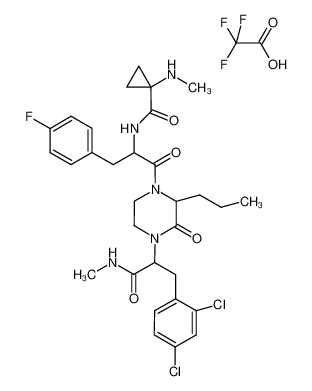 1-methylamino-cyclopropanecarboxylic acid [2-{4-[2-(4-chlorophenyl)-1-methylcarbamoyl-ethyl]-3-oxo-2-propyl-piperazin-1-yl}-1-(4-fluorobenzyl)-2-oxo-ethyl]-amide trifluoroacetate salt CAS:686337-96-2 manufacturer & supplier