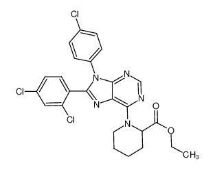 ethyl 1-(9-(4-chlorophenyl)-8-(2,4-dichlorophenyl)-9H-purin-6-yl)piperidine-2-carboxylate CAS:686345-08-4 manufacturer & supplier