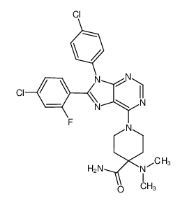 1-(8-(4-chloro-2-fluorophenyl)-9-(4-chlorophenyl)-9H-purin-6-yl)-4-(dimethylamino)piperidine-4-carboxamide CAS:686345-92-6 manufacturer & supplier