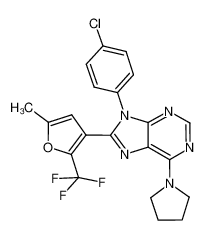 9-(4-chlorophenyl)-8-(5-methyl-2-(trifluoromethyl)furan-3-yl)-6-(pyrrolidin-1-yl)-9H-purine CAS:686346-97-4 manufacturer & supplier