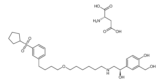 (R)-4-(2-((6-(4-(3-(cyclopentylsulfonyl)phenyl)butoxy)hexyl)amino)-1-hydroxyethyl)-2-(hydroxymethyl)phenol L-aspartate CAS:686350-86-7 manufacturer & supplier