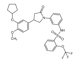 N-(3-(4-(3-(cyclopentyloxy)-4-methoxyphenyl)-2-oxopyrrolidin-1-yl)phenyl)-2-(trifluoromethoxy)benzenesulfonamide CAS:686712-63-0 manufacturer & supplier