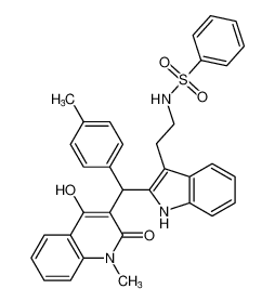 N-(2-(2-((4-hydroxy-1-methyl-2-oxo-1,2-dihydroquinolin-3-yl)(p-tolyl)methyl)-1H-indol-3-yl)ethyl)benzenesulfonamide CAS:686769-41-5 manufacturer & supplier