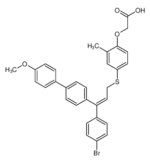 Acetic acid,[4-[[(2E)-3-(4-bromophenyl)-3-(4'-methoxy[1,1'-biphenyl]-4-yl)-2-propenyl]thio]-2-methylphenoxy]- CAS:686775-53-1 manufacturer & supplier