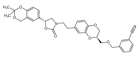 3-{[((2R)-7-{2-[(5R)-5-(2,2-dimethyl-4H-1,3-benzodioxin-6-yl)-2-oxo-1,3-oxazoildin-3-yl]ethyl}-2,3-dihydro-1,4-benzodioxin-2-yl)methoxy]methyl}benzonitrile CAS:686780-34-7 manufacturer & supplier