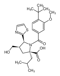 rel-(2R,4R,5S)-1-(4-(tert-butyl)-3-methoxybenzoyl)-4-(hydroxymethyl)-2-isobutyl-5-(thiazol-2-yl)pyrrolidine-2-carboxylic acid CAS:687637-17-8 manufacturer & supplier