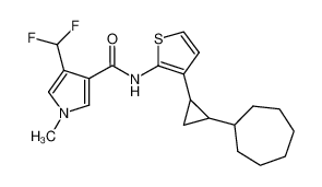 N-(3-(2-cycloheptylcyclopropyl)thiophen-2-yl)-4-(difluoromethyl)-1-methyl-1H-pyrrole-3-carboxamide CAS:688324-57-4 manufacturer & supplier