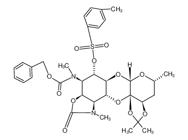 methyl-[(3aR)-2,2,5c,12-tetramethyl-11-oxo-8c-(toluene-4-sulfonyloxy)-(3ar,6at,7ac,9ac,12ac,12bt,13atO1)-decahydro-[1,3]dioxolo[3'',4'':3',4']pyrano[3',2':5',6'][1,4]dioxino[2',3':5,6]benzo[1,2-d]oxazol-9t-yl]-carbamic acid benzyl ester CAS: