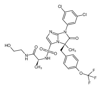 (S)-2-[(R)-7-(3,5-dichloro-phenyl)-5-methyI-6-oxo-5-(4-trifluoromethoxy-benzyl)-6,7-dihydro-5H-imidazo[1,2-a]imidazole-3-sulfonylamino]-N-(2-hydroxy-ethyl)-propionamide CAS:688756-01-6 manufacturer & supplier