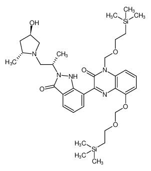 2(1H)-Quinoxalinone,3-[2,3-dihydro-2-[(1S)-2-[(2R,4R)-4-hydroxy-2-methyl-1-pyrrolidinyl]-1-methylethyl]-3-oxo-1H-indazol-7-yl]-5-[[2-(trimethylsilyl)ethoxy]methoxy]-1-[[2-(trimethylsilyl)ethoxy]methyl]- CAS:688809-43-0 manufacturer & supplie