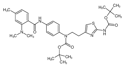 tert-butyl 2-{2-[(tert-butoxycarbonyl)amino]-1,3-thiazol-4-yl}ethyl(4-{[2-(dimethylamino)-4-methylbenzoyl]amino}phenyl)carbamate CAS:689154-89-0 manufacturer & supplier