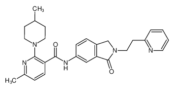 6-methyl-2-(4-methyl-1-piperidinyl)-N-{3-oxo-2-[2-(2-pyridinyl)ethyl]-2,3-dihydro-1H-isoindol-5-yl}nicotinamide CAS:689174-76-3 manufacturer & supplier