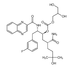 (2S,3S,5R)-5-carbamoyl-1-(3-fluorophenyl)-8-hydroxy-8-methyl-2-(quinoxaline-2-carboxamido)nonan-3-yl (2,3-dihydroxypropyl) carbonate CAS:689256-42-6 manufacturer & supplier