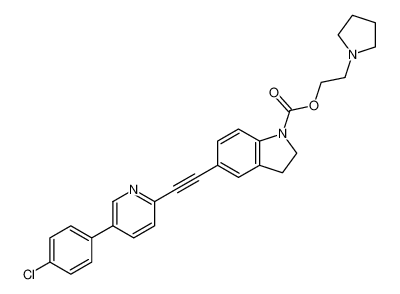 1H-Indole-1-carboxylic acid,5-[[5-(4-chlorophenyl)-2-pyridinyl]ethynyl]-2,3-dihydro-,2-(1-pyrrolidinyl)ethyl ester CAS:690265-47-5 manufacturer & supplier