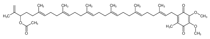 Acetic acid (4E,8E,12E,16E,20E,24E)-26-(4,5-dimethoxy-2-methyl-3,6-dioxo-cyclohexa-1,4-dienyl)-1-isopropenyl-4,8,12,16,20,24-hexamethyl-hexacosa-4,8,12,16,20,24-hexaenyl ester CAS:69060-05-5 manufacturer & supplier