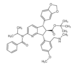 tert-butyl (5S,6R,7R)-5-(benzo[d][1,3]dioxol-5-yl)-2-(N-isopropylbenzamido)-7-(4-methoxy-2-((methylamino)methyl)phenyl)-6,7-dihydro-5H-cyclopenta[b]pyridine-6-carboxylate CAS:690657-26-2 manufacturer & supplier