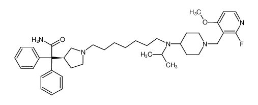 4-{N-[7-(3-(S)-1-carbamoyl-1,1-diphenylmethylpyrrolidin-1-yl)hept-1-yl]-N-(isopropyl)amino}-1-(2-fluoro-4-methoxypyrid-3-ylmethyl)piperidine CAS:690999-85-0 manufacturer & supplier