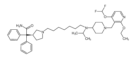 4-{N-[7-(3-(S)-1-carbamoyl-1,1-diphenylmethylpyrrolidin-1-yl)hept-1-yl]-N-(isopropyl)amino}-1-(2-ethoxypyrid-4-difluoromethoxy-3-ylmethyl)piperidine CAS:691000-66-5 manufacturer & supplier