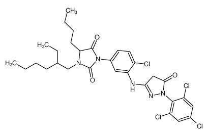 5-butyl-3-(4-chloro-3-((5-oxo-1-(2,4,6-trichlorophenyl)-4,5-dihydro-1H-pyrazol-3-yl)amino)phenyl)-1-(2-ethylhexyl)imidazolidine-2,4-dione CAS:69118-74-7 manufacturer & supplier