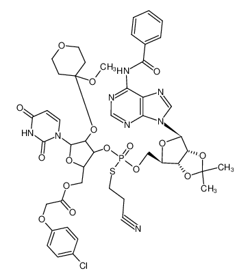 O5'-[(4-chloro-phenoxy)-acetyl]-P-(2-cyano-ethylsulfanyl)-O2'-(4-methoxy-tetrahydro-pyran-4-yl)-uridylyl-(3'-)5')-N6-benzoyl-O2',O3'-isopropylidene-adenosine CAS:69143-97-1 manufacturer & supplier