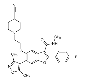 3-Benzofurancarboxamide,5-[2-(4-cyano-1-piperidinyl)ethoxy]-6-(3,5-dimethyl-4-isoxazolyl)-2-(4-fluorophenyl)-N-methyl- CAS:691856-36-7 manufacturer & supplier