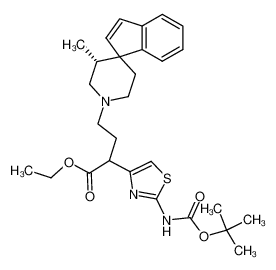 ethyl 2-(2-((tert-butoxycarbonyl)amino)thiazol-4-yl)-4-((3'R)-3'-methylspiro[indene-1,4'-piperidin]-1'-yl)butanoate CAS:691876-53-6 manufacturer & supplier