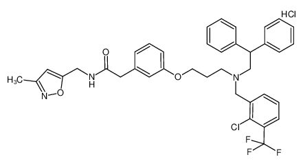 2-(3-{3-[(2-chloro-3-trifluoromethyl-benzyl)-diphenylethyl-amino]-propoxy}-phenyl)-N-(3-methyl-isoxazol-5-ylmethyl)-acetamide hydrochloride salt CAS:691892-73-6 manufacturer & supplier