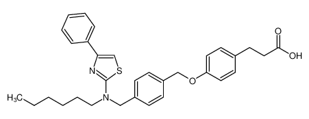 3-(4-((4-((hexyl(4-phenylthiazol-2-yl)amino)methyl)benzyl)oxy)phenyl)propanoic acid CAS:691902-84-8 manufacturer & supplier