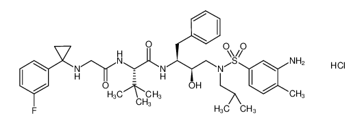 (S)-N-((2S,3R)-4-((3-amino-N-isobutyl-4-methylphenyl)sulfonamido)-3-hydroxy-1-phenylbutan-2-yl)-2-(2-((1-(3-fluorophenyl)cyclopropyl)amino)acetamido)-3,3-dimethylbutanamide hydrochloride CAS:692737-50-1 manufacturer & supplier