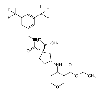 2H-Pyran-3-carboxylic acid,4-[[(1R,3S)-3-[[[[3,5-bis(trifluoromethyl)phenyl]methyl]amino]carbonyl]-3-(1-methylethyl)cyclopentyl]amino]tetrahydro-, ethyl ester CAS:693247-35-7 manufacturer & supplier