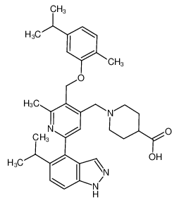 1-((6-(5-isopropyl-1H-indazol-4-yl)-3-((5-isopropyl-2-methylphenoxy)methyl)-2-methylpyridin-4-yl)methyl)piperidine-4-carboxylic acid CAS:693278-23-8 manufacturer & supplier