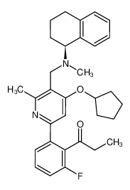 1-[2-(4-cyclopentyloxy-6-methyl-5-{[methyl-(1,2,3,4-tetrahydro-naphthalen-1-yl)-amino]-methyl}-pyridin-2-yl)-6-fluoro-phenyl]-propan-1-one CAS:693286-51-0 manufacturer & supplier