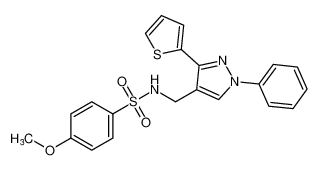 4-methoxy-N-((1-phenyl-3-(thiophen-2-yl)-1H-pyrazol-4-yl)methyl)benzenesulfonamide CAS:694435-87-5 manufacturer & supplier