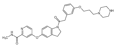 2-Pyridinecarboxamide,4-[[2,3-dihydro-1-[[3-[3-(1-piperazinyl)propoxy]phenyl]acetyl]-1H-indol-5-yl]oxy]-N-methyl- CAS:694498-43-6 manufacturer & supplier