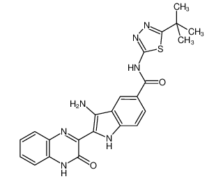 3-amino-N-(5-(tert-butyl)-1,3,4-thiadiazol-2-yl)-2-(3-oxo-3,4-dihydroquinoxalin-2-yl)-1H-indole-5-carboxamide CAS:694532-26-8 manufacturer & supplier