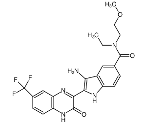 3-amino-N-ethyl-N-(2-methoxyethyl)-2-(3-oxo-7-(trifluoromethyl)-3,4-dihydroquinoxalin-2-yl)-1H-indole-5-carboxamide CAS:694532-80-4 manufacturer & supplier