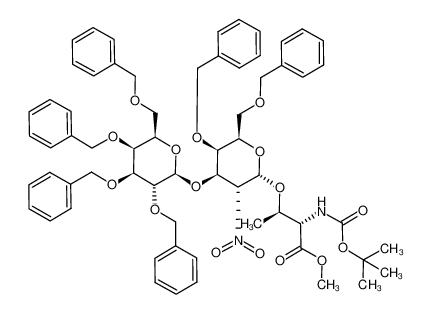 (2S,3R)-3-[(2S,3R,4R,5R,6R)-5-Benzyloxy-6-benzyloxymethyl-3-nitro-4-((2R,3R,4S,5S,6R)-3,4,5-tris-benzyloxy-6-benzyloxymethyl-tetrahydro-pyran-2-yloxy)-tetrahydro-pyran-2-yloxy]-2-tert-butoxycarbonylamino-butyric acid methyl ester CAS:695177-