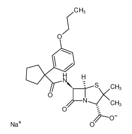 Sodium; (2S,5R,6R)-3,3-dimethyl-7-oxo-6-{[1-(3-propoxy-phenyl)-cyclopentanecarbonyl]-amino}-4-thia-1-aza-bicyclo[3.2.0]heptane-2-carboxylate CAS:69644-03-7 manufacturer & supplier