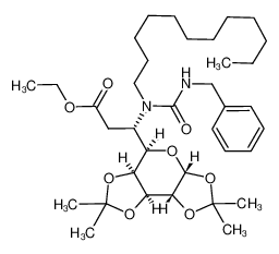 (1R,2R,3S,4S,5R,6S) ethyl [6,7-dideoxy-6-{N3-benzyl-N1-dodecyl-(1-ureidyl)}-1,2:3,4-di-O-isopropylidene-tetrahydro-1,5-octopyranos-5-yl]-uronate CAS:696628-89-4 manufacturer & supplier