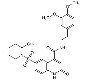 4-Quinolinecarboxamide,N-[2-(3,4-dimethoxyphenyl)ethyl]-1,2-dihydro-6-[(2-methyl-1-piperidinyl)sulfonyl]-2-oxo- CAS:697264-27-0 manufacturer & supplier