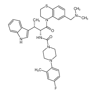 N-[(1R,2S)-1-({6-[(dimethylamino)methyl]-2,3-dihydro-4H-1,4-benzothiazin-4-yl}carbonyl)-2-(1H-indol-3-yl)propyl]-4-(4-fluoro-2-methylphenyl)piperazine-1-carboxamide CAS:697306-79-9 manufacturer & supplier