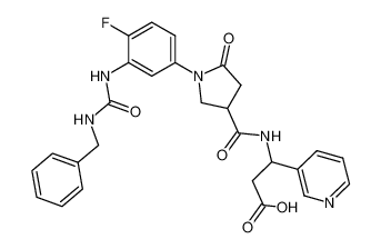 3-{(1-(4-fluoro-5-{(benzylamino) carbonylamino}phenyl)-5-oxopyrrolidin-3-yl)carbonylamino}-3-(3-pyridyl)propanoic acid CAS:697736-58-6 manufacturer & supplier