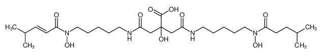 Butanoic acid,2-hydroxy-4-[[5-[hydroxy[(2E)-4-methyl-1-oxo-2-pentenyl]amino]pentyl]amino]-2-[2-[[5-[hydroxy(4-methyl-1-oxopentyl)amino]pentyl]amino]-2-oxoethyl]-4-oxo- CAS:698358-14-4 manufacturer & supplier