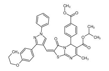 propan-2-yl 5-(4-methoxycarbonylphenyl)-7-methyl-3-oxo-2-[[1-phenyl-3-(4-propoxyphenyl)pyrazol-4-yl]methylidene]-5H-[1,3]thiazolo[3,2-a]pyrimidine-6-carboxylate CAS:6998-19-2 manufacturer & supplier