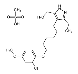 4-[6-(2-chloro-4-methoxyphenoxy)hexyl]-3,5-diethyl-1H-pyrazole,methanesulfonic acid CAS:69982-18-9 manufacturer & supplier