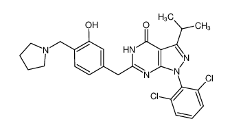 1-(2,6-dichlorophenyl)-6-(3-hydroxy-4-(pyrrolidin-1-ylmethyl)benzyl)-3-isopropyl-1,5-dihydro-4H-pyrazolo[3,4-d]pyrimidin-4-one CAS:794502-74-2 manufacturer & supplier