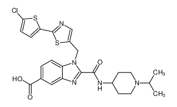 1-((2-(5-chlorothiophen-2-yl)thiazol-5-yl)methyl)-2-((1-isopropylpiperidin-4-yl)carbamoyl)-1H-benzo[d]imidazole-5-carboxylic acid CAS:795296-66-1 manufacturer & supplier