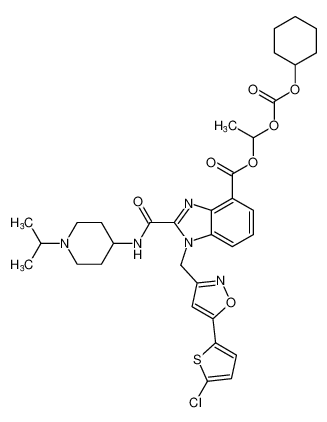 1-(((cyclohexyloxy)carbonyl)oxy)ethyl 1-((5-(5-chlorothiophen-2-yl)isoxazol-3-yl)methyl)-2-((1-isopropylpiperidin-4-yl)carbamoyl)-1H-benzo[d]imidazole-4-carboxylate CAS:795296-74-1 manufacturer & supplier